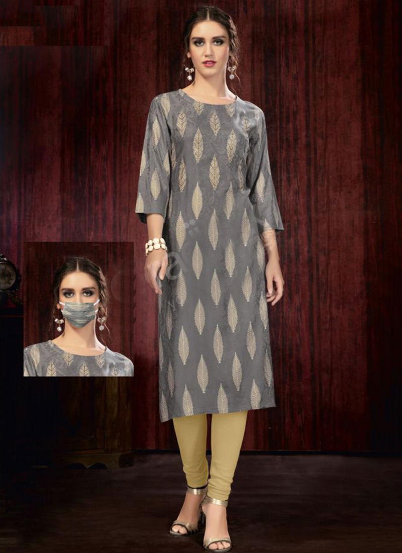 Rukmee Vol 14 Cotton Rayon Embroidered Printed Party Wear Kurti Collection 1450-1459